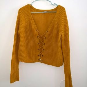 Mustard Cross Tie Blouse